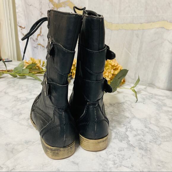Madden Black Combat Moto Booties with double buckle and laces size 7 - Picture 4 of 11
